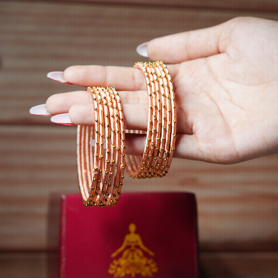 Peach Color Premium Silk Thread Bangle for Women & Girls (Pack of 12)