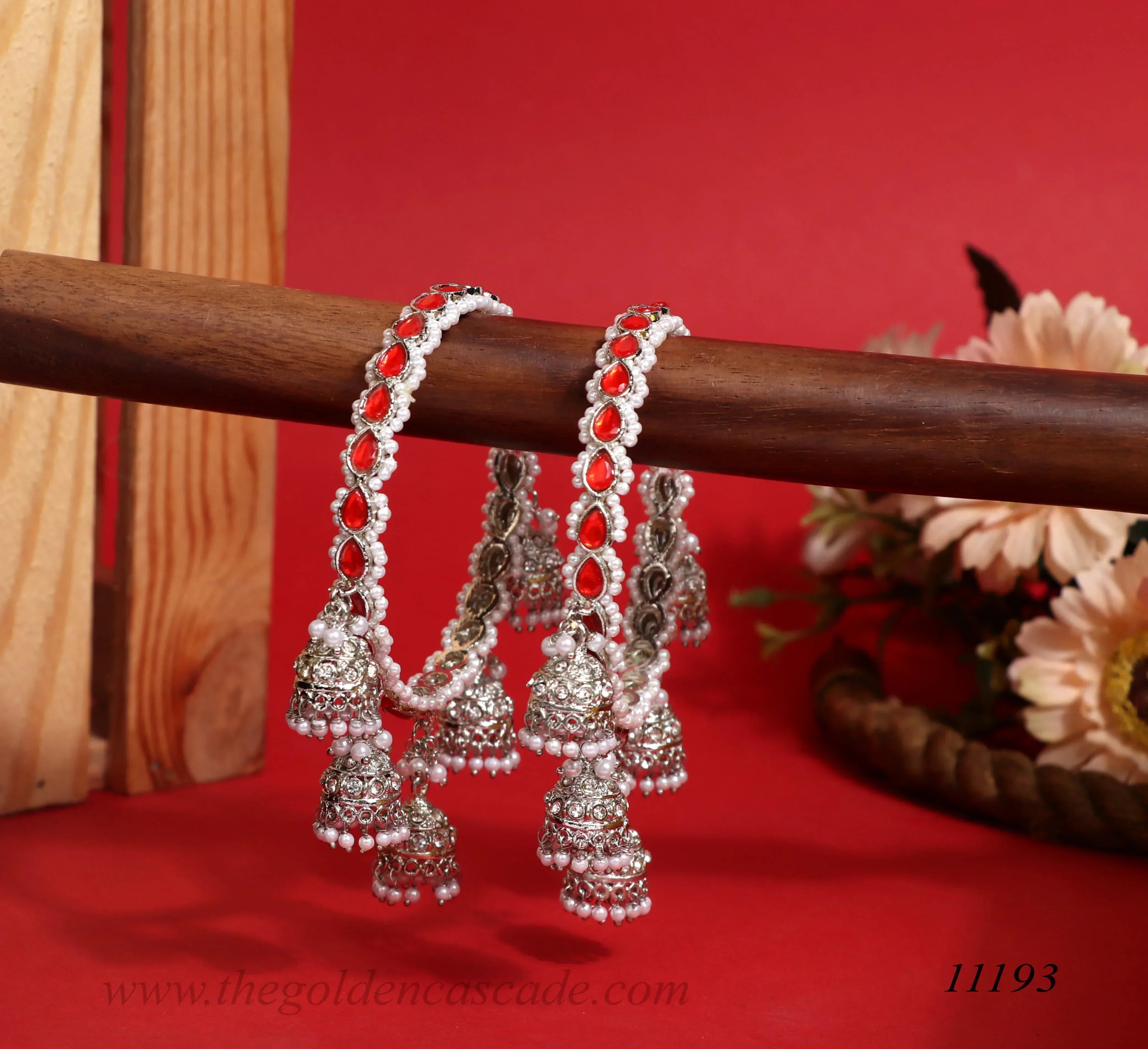 Traditional Jhumki Latkan Metal Kada for Women (Pack of 2) - The Golden Cascade