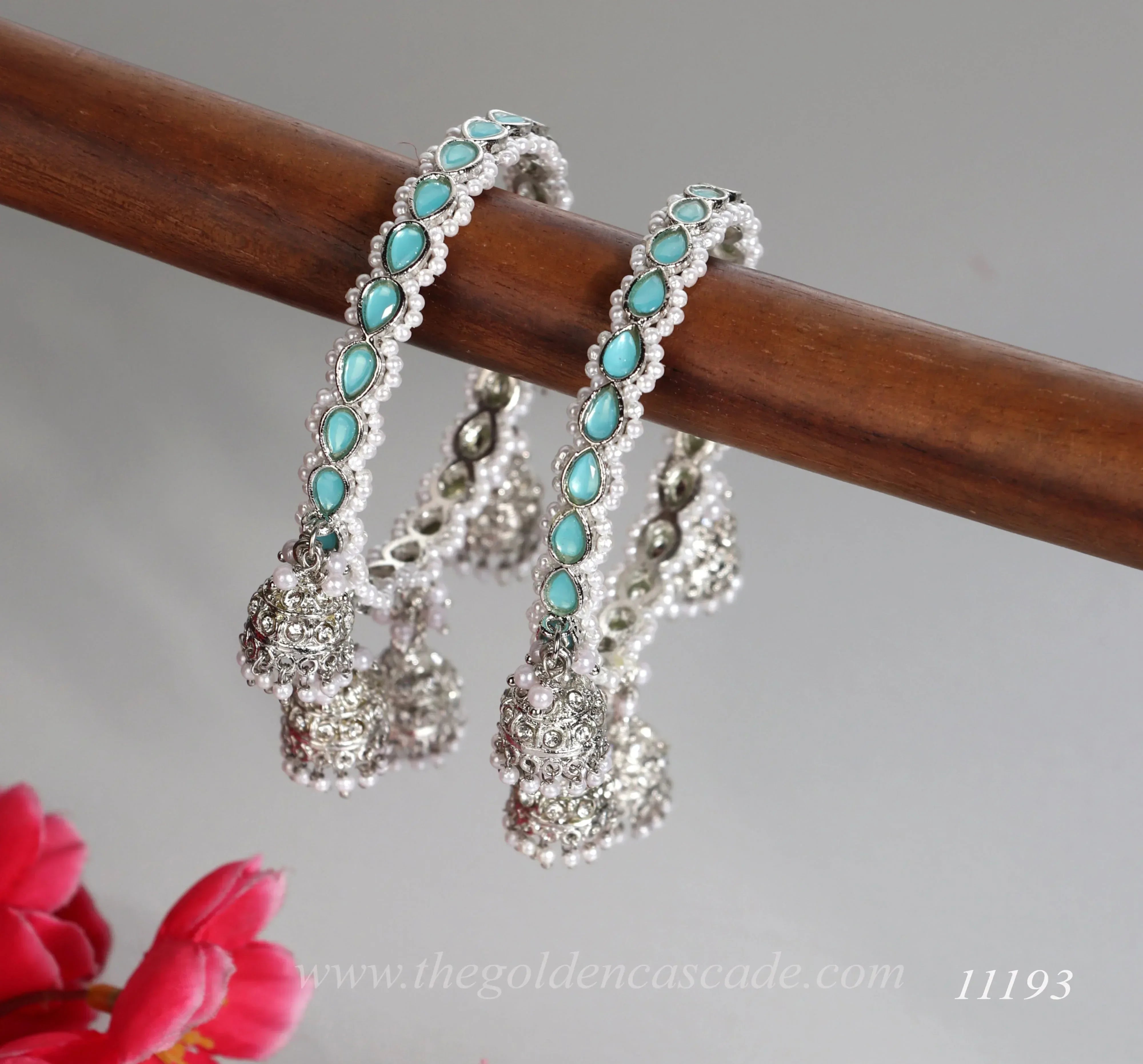 Traditional Jhumki Latkan Metal Kada for Women (Pack of 2) - The Golden Cascade