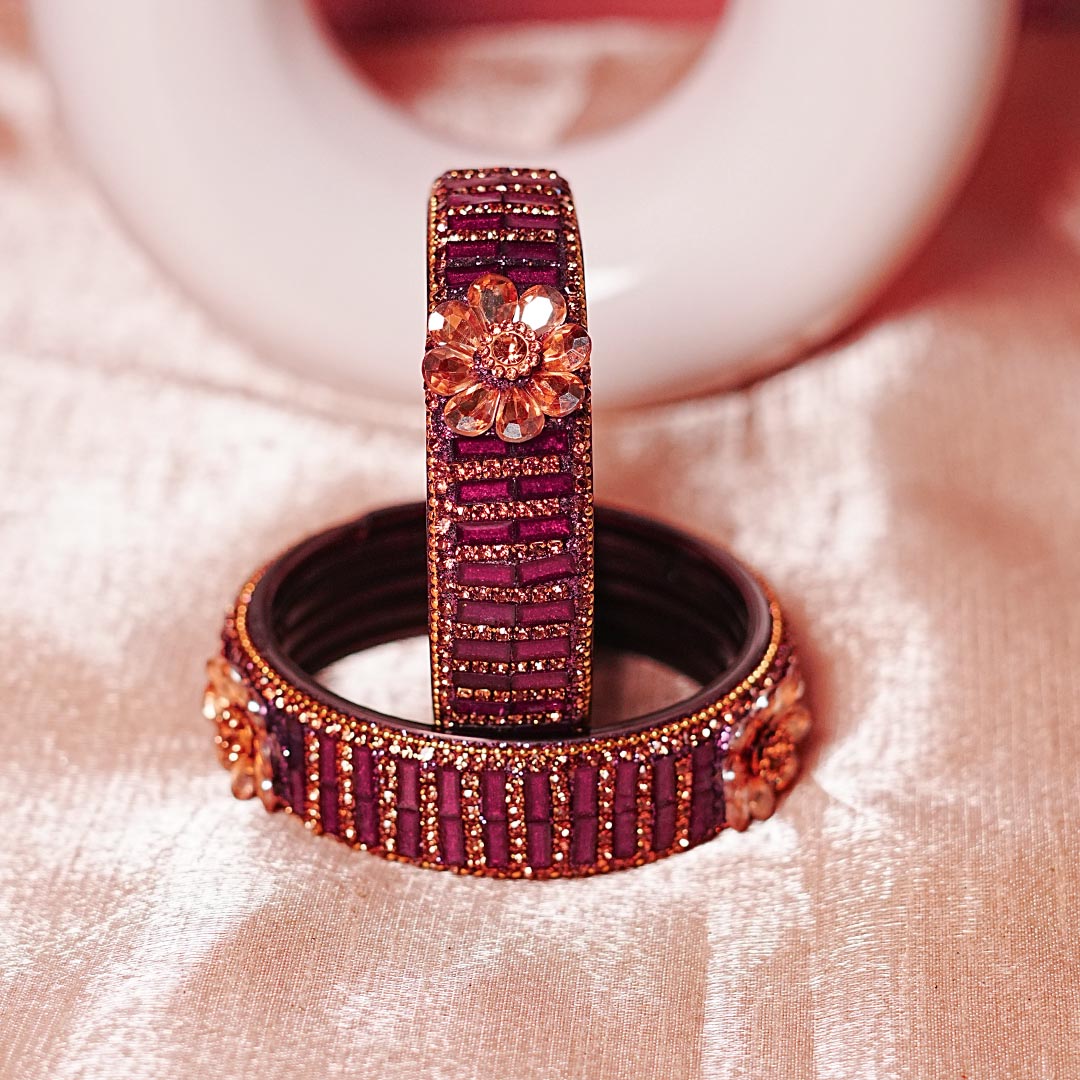 Glass Kada for Women & Girls – Elegant Flower Design (Pack of 2 kada)