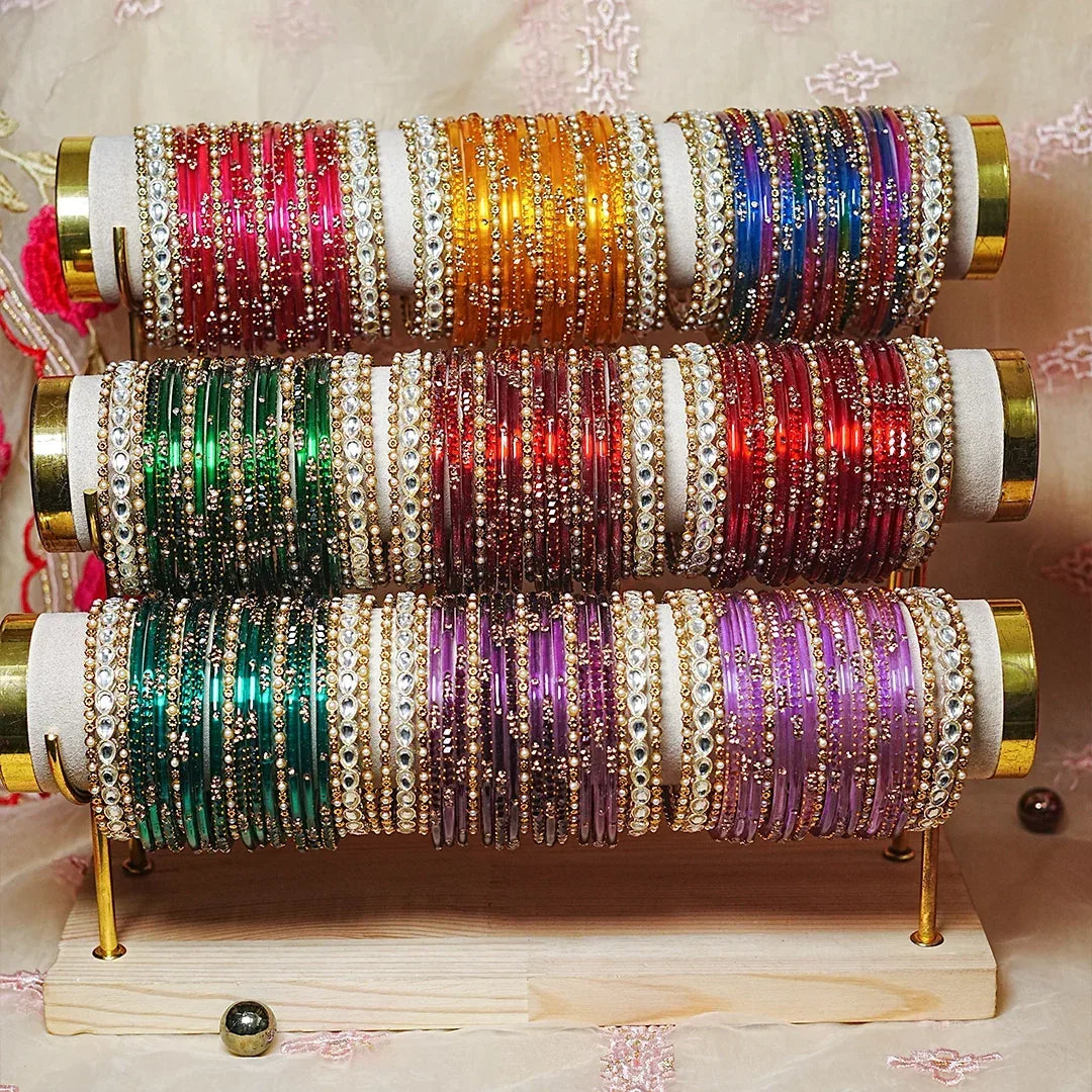 Indian Traditional Glass Bangles Set for Women (Both Hand)