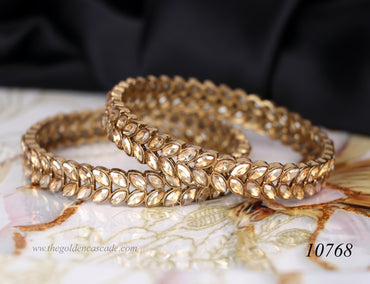 Antique Design Metal Kada with Gold Plated Kundan Studded - Traditional Indian Jewelry for Women & Girls