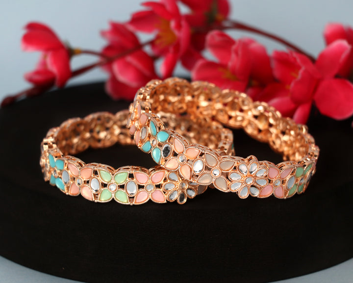 Multi Color Metal Kada with Gold-Plated Kundan Studded | Traditional Bangles for Women & Girls