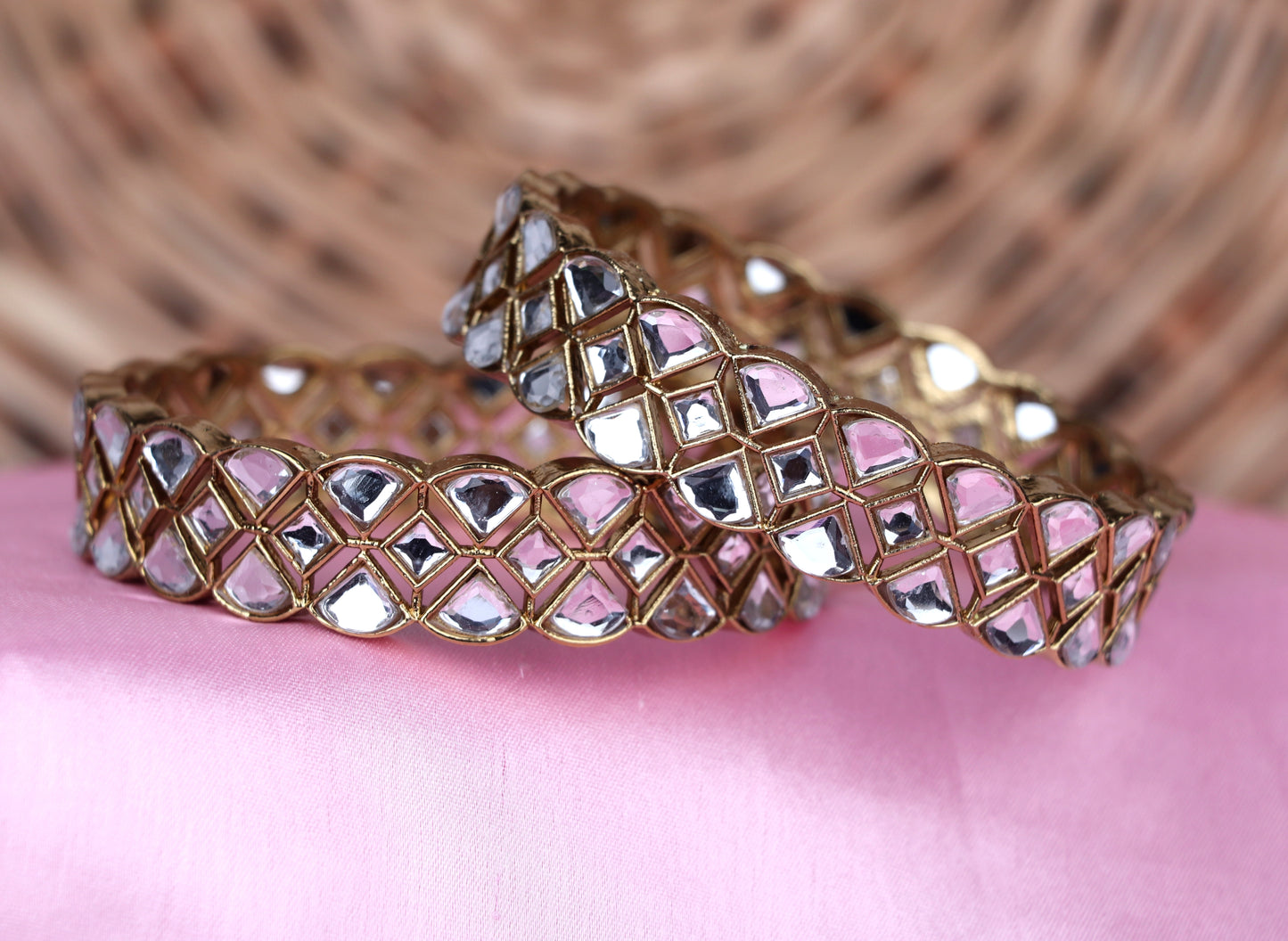 Stylish Gold Plated Kada Kundan Studded Traditional Bangles for Women & Girls