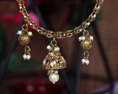 Traditional Stone Studded Kada with Latkan for Women (Pack of 2)