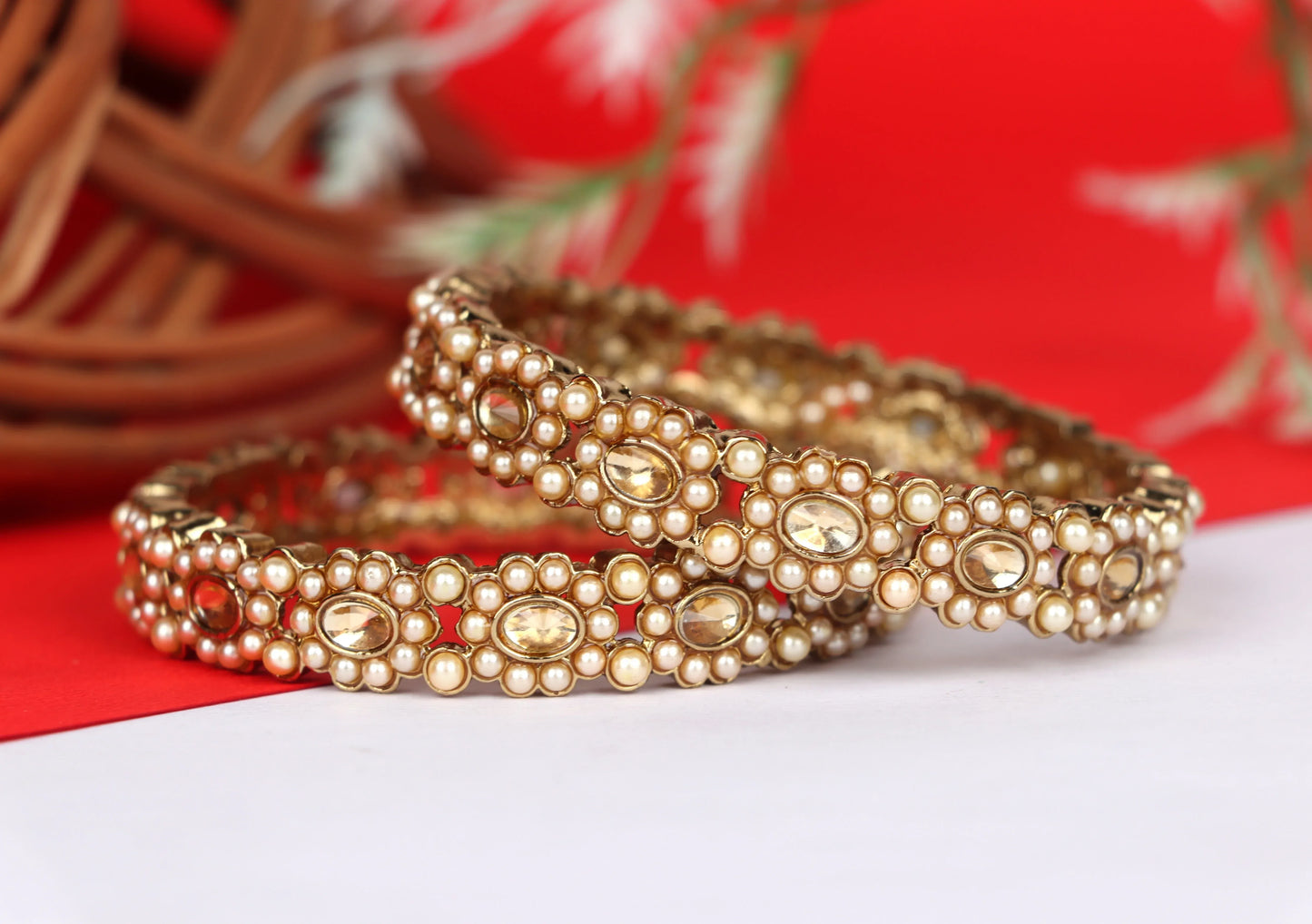 Gold Plated Kundan Work Kada for Women (Pack Of 2)