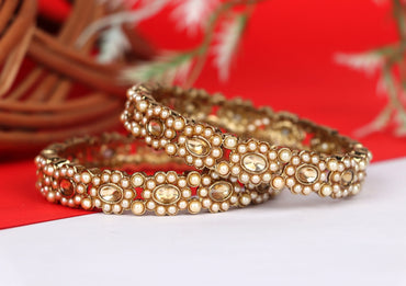 Gold Plated Kundan Work Kada for Women (Pack Of 2)