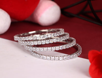 American Diamond Bracelet for Women & Girls | Silver-Plated AD Stone Studded Traditional Kada