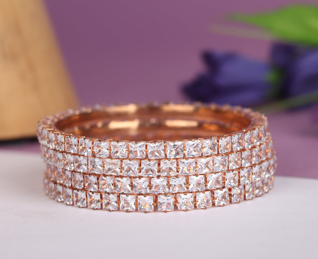 Stylish American Diamond Bracelet for Women & Girls | Antique Design Gold-Plated AD Stone Studded Traditional Kada for Party Wear