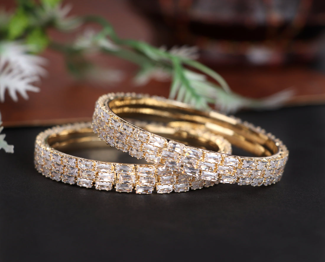 Antique Design Gold-Plated AD Stone Studded | Stylish American Diamond Bracelet for Women & Girls