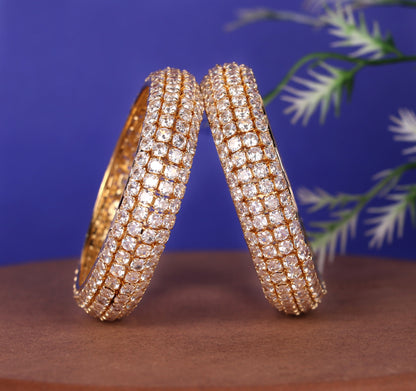 Stylish American Diamond Bracelet for Women & Girls | Antique Design Gold-Plated AD Stone Studded Kada