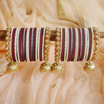 Stylish Metal Bangle Set with Kundan work Jhumki Kada for Women