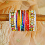 Glass Bangle with Multi Color Kundan Kada Set for Women & Girls