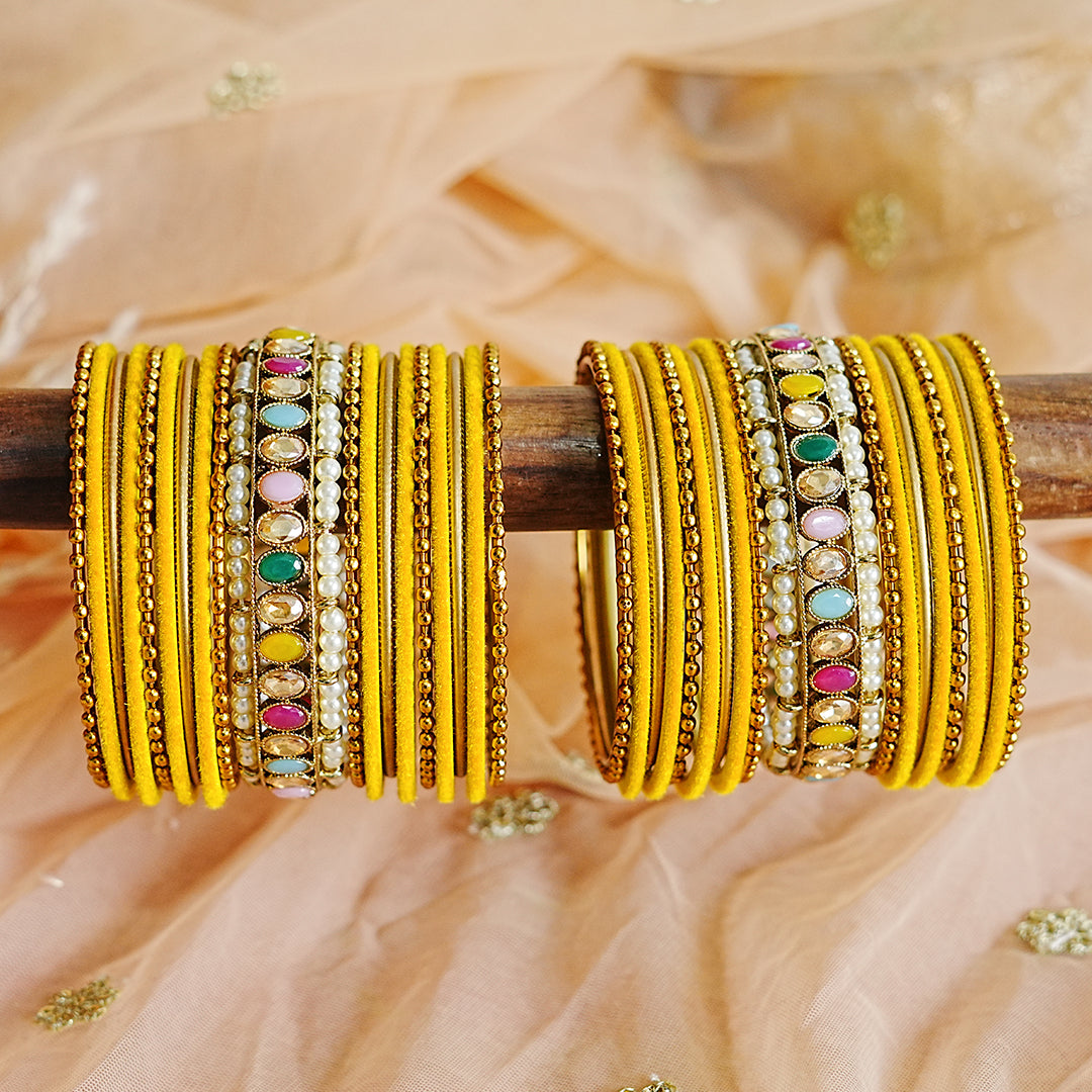 Beautiful Metal Bangle Set for Women & Girls | Multi-Color Kundan Kada