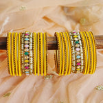 Beautiful Metal Bangle Set for Women & Girls | Multi-Color Kundan Kada