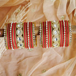 Stylish Kundan Work Metal Bangle Set for Women