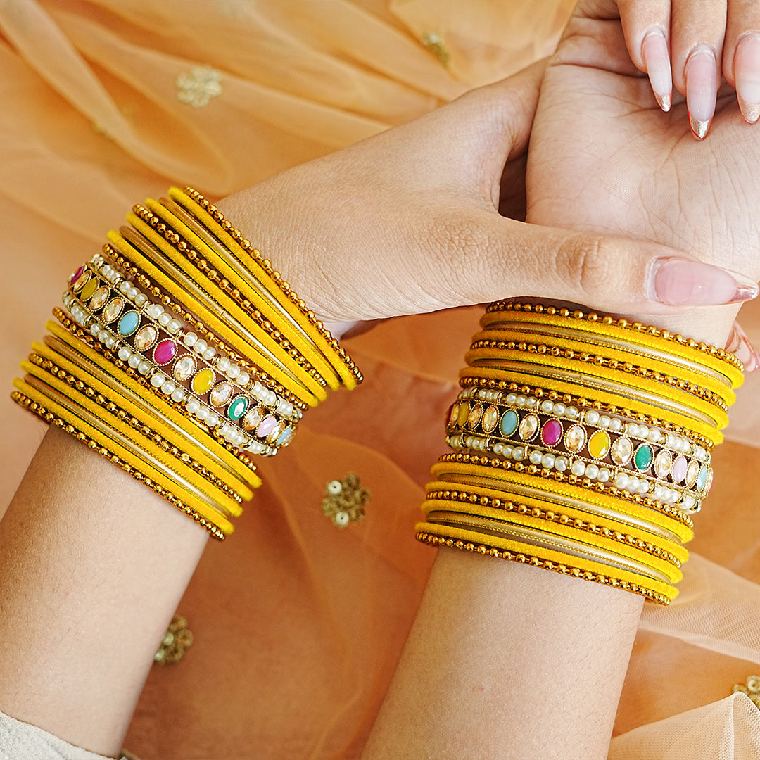 Beautiful Metal Bangle Set for Women & Girls | Multi-Color Kundan Kada