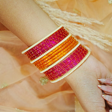 Glass Bangles Set with Pearl Design for Women & Girls