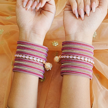 Traditional Metal Bangle Set with Jhumki Kada Rose Gold Plated for Women