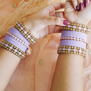 Traditional Metal Bangles Set for Women & Girls | Kundan Studded Jhumki Kada