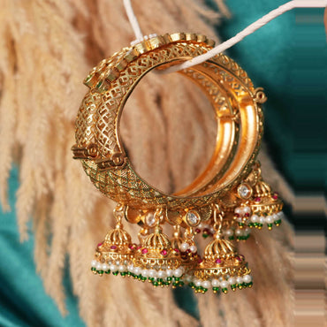 Antique Design Latkan with Jhumki Bracelet Kada for Women & Girl, Traditional Look Brass Jewelry Collection for Ladies