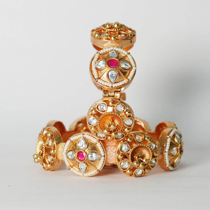 Stylish Rajwadi Design Copper Kada for Women – Pearl Studded Handcrafted Bracelet, Traditional Indian Jewelry