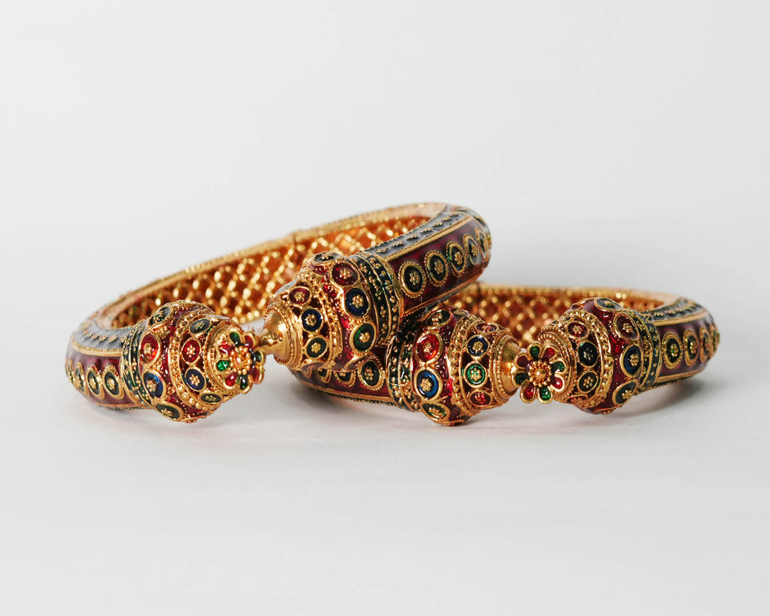 Antique Bracelet for Women, Multi Color Copper Kada Traditional Indian Jewelry