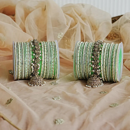 Traditional Jhumki Kada Metal Bangle Set for Women
