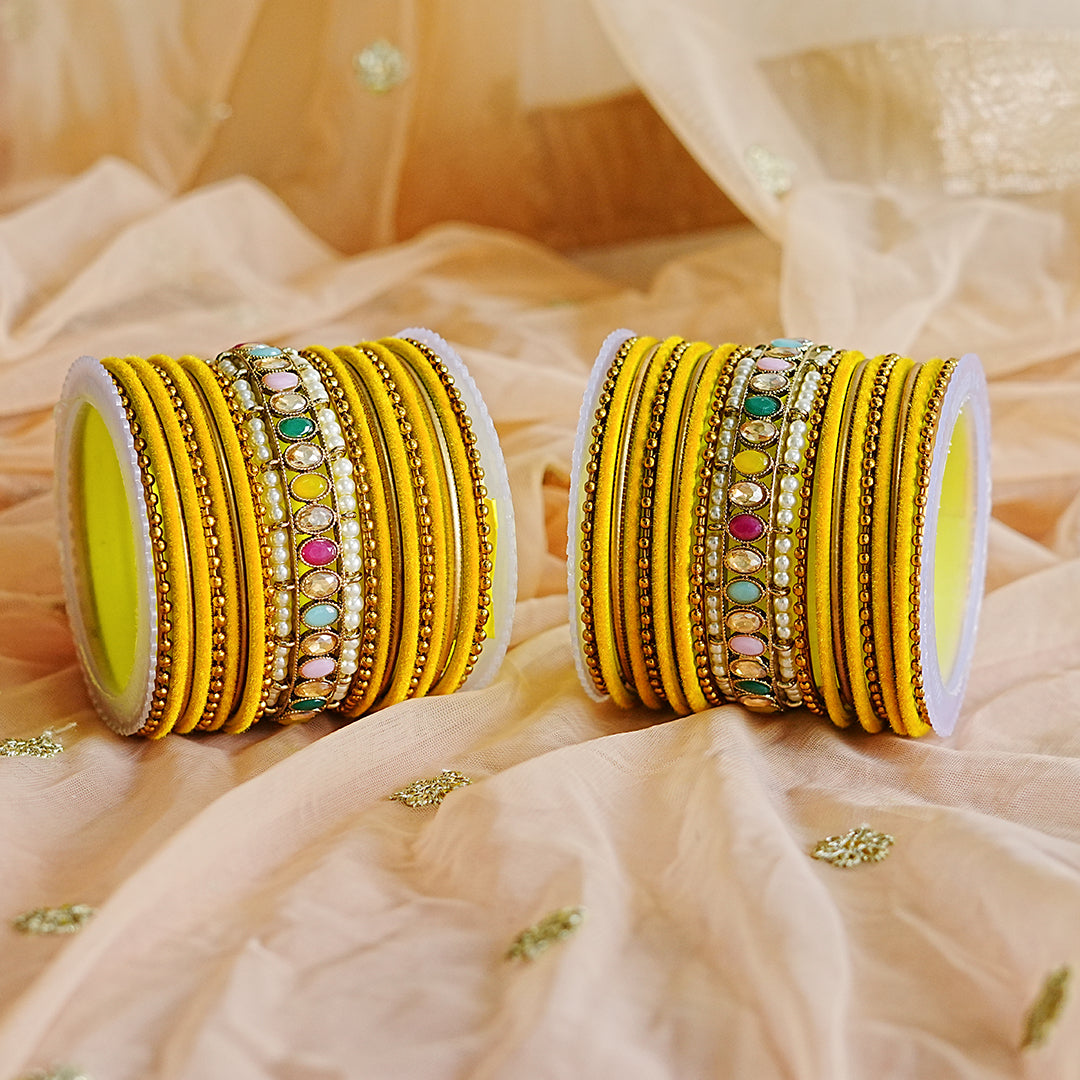 Beautiful Metal Bangle Set for Women & Girls | Multi-Color Kundan Kada