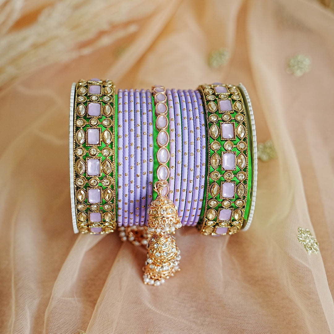Traditional Metal Bangles Set for Women & Girls | Kundan Studded Jhumki Kada