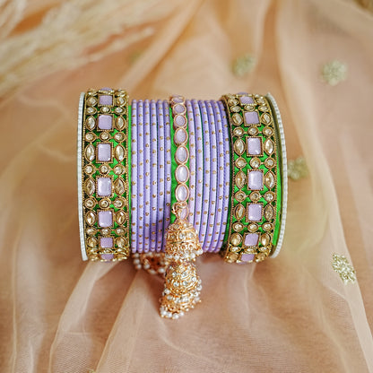 Traditional Metal Bangles Set for Women & Girls | Kundan Studded Jhumki Kada