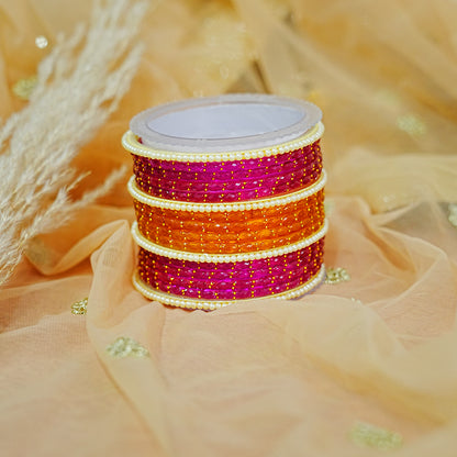 Glass Bangles Set with Pearl Design for Women & Girls