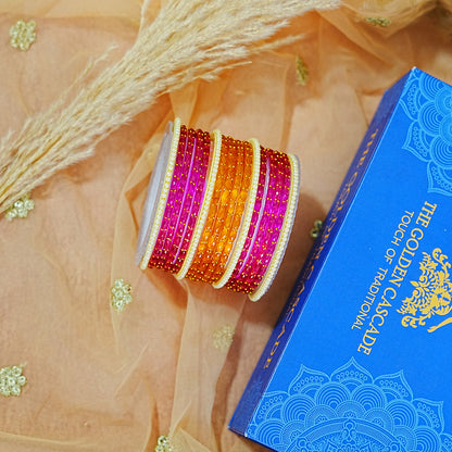 Glass Bangles Set with Pearl Design for Women & Girls