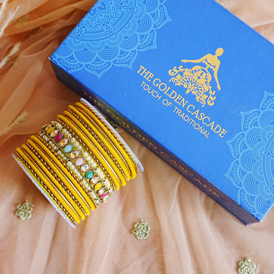 Beautiful Metal Bangle Set for Women & Girls | Multi-Color Kundan Kada