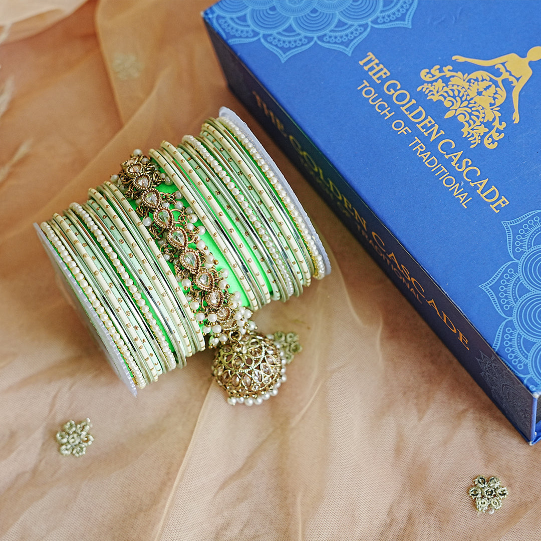 Traditional Jhumki Kada Metal Bangle Set for Women