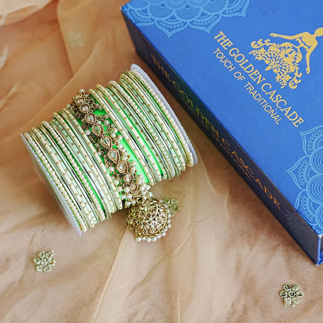 Traditional Jhumki Kada Metal Bangle Set for Women