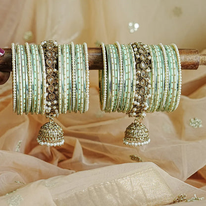 Traditional Jhumki Kada Metal Bangle Set for Women