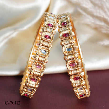 Beautiful Kundan Studded Bracelet for Women, Brass Kada Handcrafted Indian Jewelry
