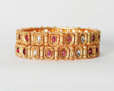 Beautiful Kundan Studded Bracelet for Women, Brass Kada Handcrafted Indian Jewelry