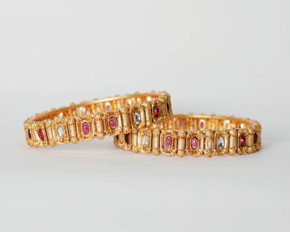 Beautiful Kundan Studded Bracelet for Women, Brass Kada Handcrafted Indian Jewelry