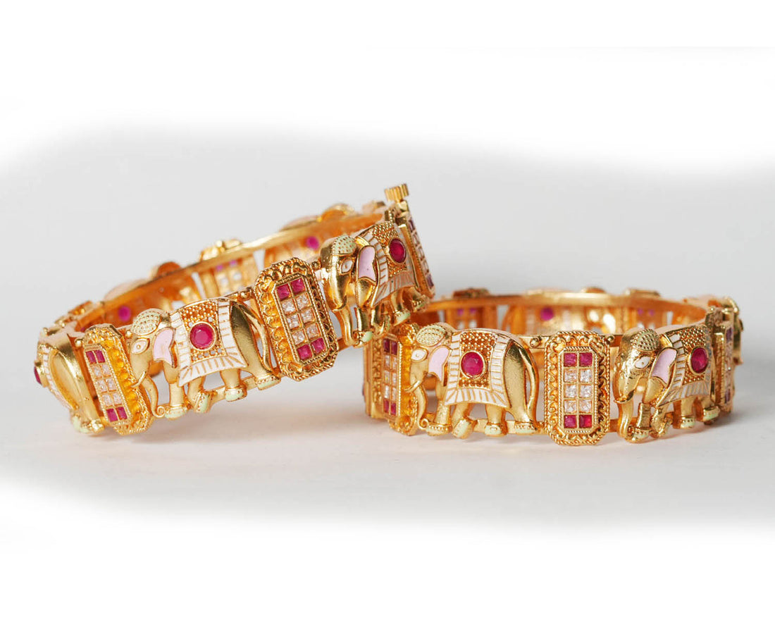 Antique Elephant Design Bracelet for Women, Copper Kada Handcrafted Indian Jewelry