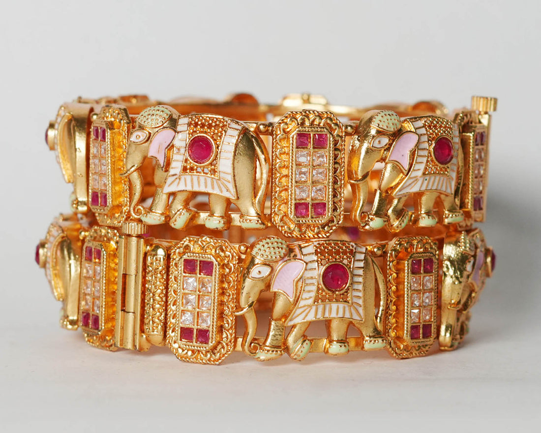 Antique Elephant Design Bracelet for Women, Copper Kada Handcrafted Indian Jewelry