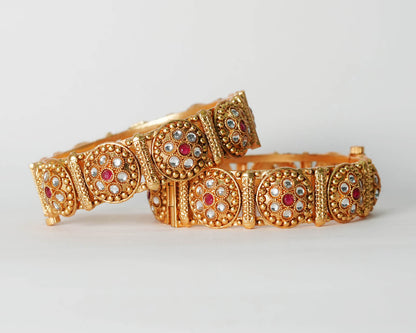 Antique Traditional Design Bracelet for Women, Brass Kada Handcrafted Indian Jewelry
