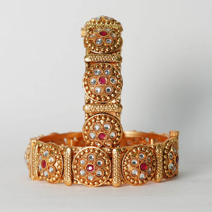 Antique Traditional Design Bracelet for Women, Brass Kada Handcrafted Indian Jewelry
