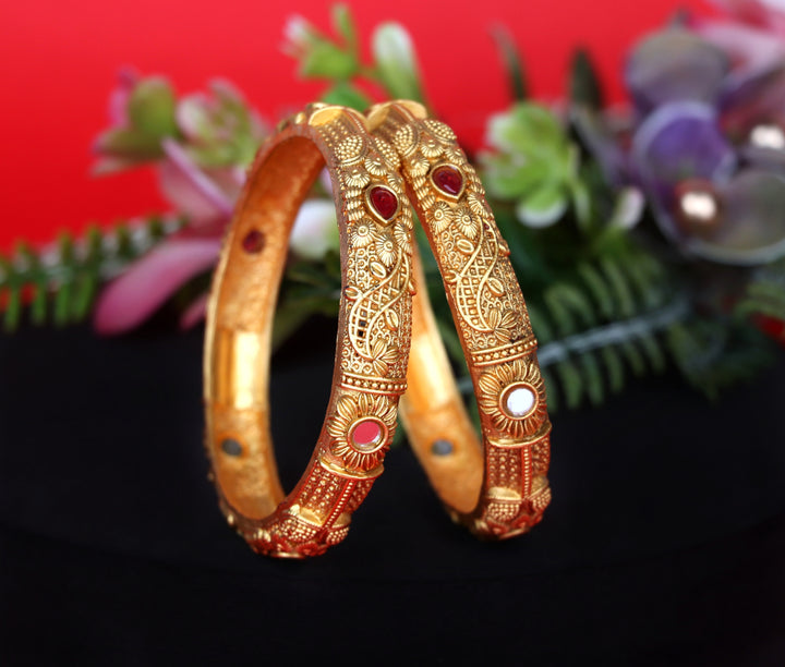 Antique Design Kada Gold-Plated Traditional Bangles for Women & Girls