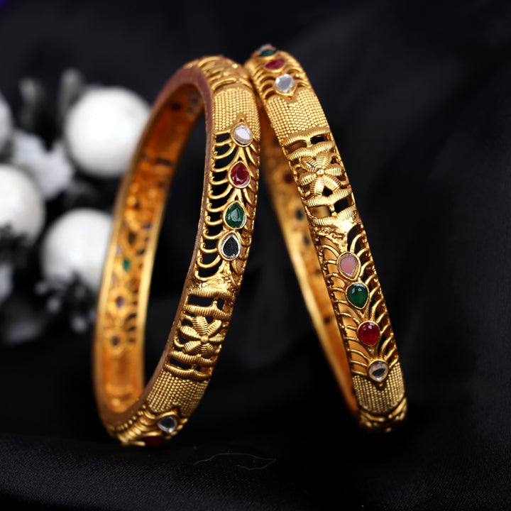 Stylish Gold-Plated Brass Kada Traditional Bracelet for Women & Girls