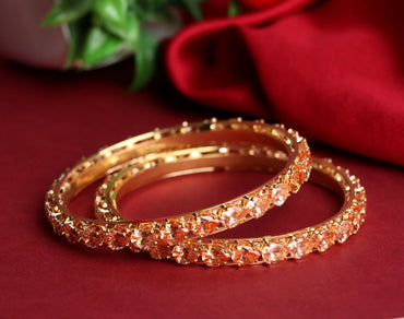 American Diamond Kada for Women, Premium Rose Gold Plated AD Studded Kada Set for Girls