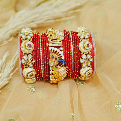 Traditional Bridal Set for Women | Brass Kada with Thread Bangles