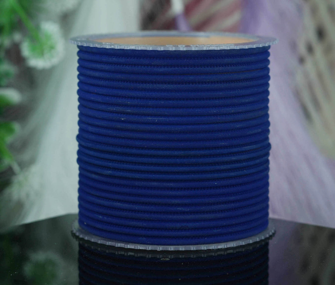 Black Blue Color Plain Matte Metal Bangles for Women & Girls (Pack of 24)
