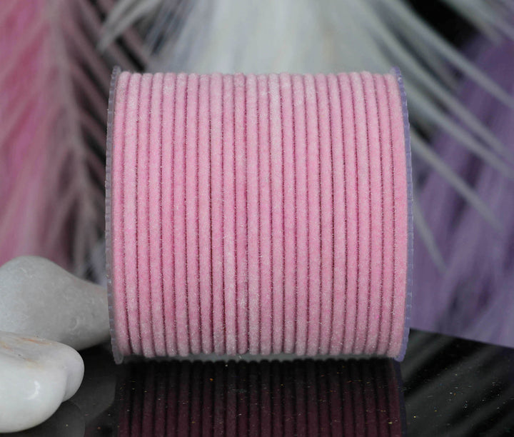 Baby Pink Velvet Metal Bangles for Women & Girls (Pack of 24)